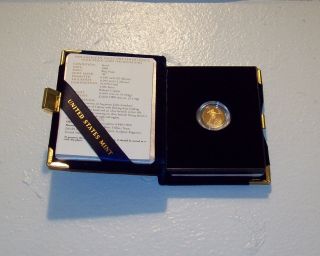 2008 W $5.  00 Gold Eagle Proof Coin With Govt Case,  Box & Key Date photo