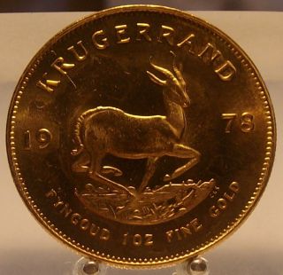 1978 1 Ounce Gold Krugerrand,  South African Gold Coin,  Bullion,  One Oz Gold Coin photo