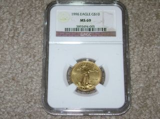1996 $10.  00 Gold American Eagle 1/4th Ozt Fine Gold Ngc Ms 69 (rare Key Date) photo
