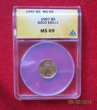1997 Gold American Eagle $5 Graded Ms 69 By Anacs photo