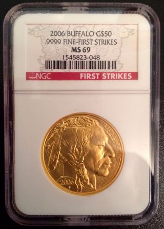 2006 Buffalo Gold $50 Fine Coin Ngc Ms69 (first Strike).  9999 photo