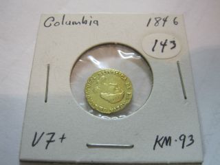 1846 Columbia One Peso Gold Coin Vf,  Very Rare photo
