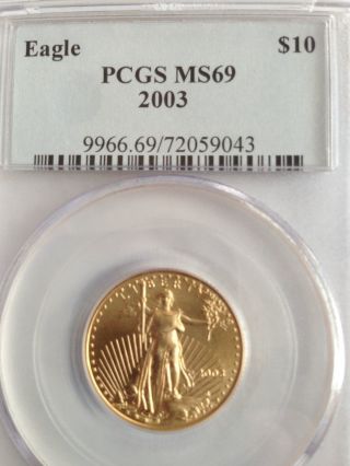 2003 American Gold Eagle Coin 1/4oz Pcgs Ms69 photo