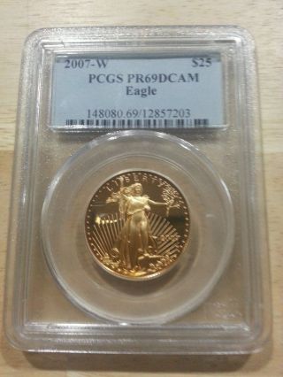 2007 - W $25 1/2 Oz Pcgs Pr 69 Dcam Gold American Eagle photo