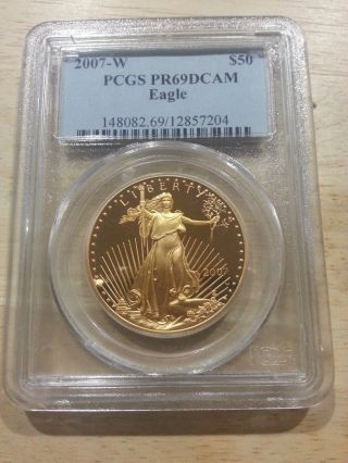 2007 W 1oz Pcgs Pr69 Dcam Gold American Eagle photo