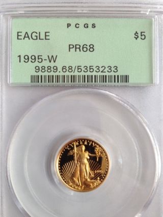 1995 - W American Gold Eagle Coin 1/10oz Pcgs Pr68 photo