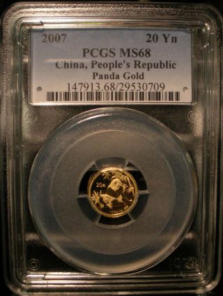 2007 China Gold Panda Pcgs Ms 68 50yn 1/20 Oz.  999 Fine Gold Coin photo