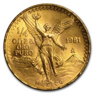 1981 1/4 Oz Gold Mexican Libertad Coin - Brilliant Uncirculated - Sku 82691 photo