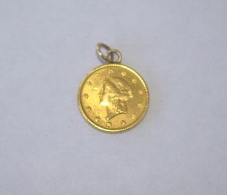 1852 1 Dollar Liberty Head Gold Coin Pendant photo