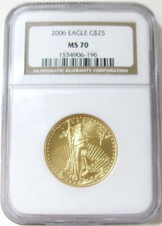 2006 $25 1/2oz Gold American Eagle Ngc Ms70 Certified Coin photo
