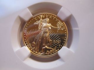 2001 W $10 American Gold Eagle,  Ngc Proof 69 Uc,  Low Mintage,  1/4 Oz. , photo