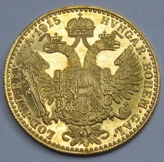 1915 1 Ducat Austrian Gold Coin 3.  49 Grams 98.  6 Fine Brilliant Unc photo