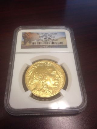 2013 Gold Buffalo.  9999 Fine G$50 Ngc Ms 70 First Releases photo