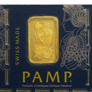 1 Gram Gold Bar Pamp Suisse.  999 Fine Bullion photo