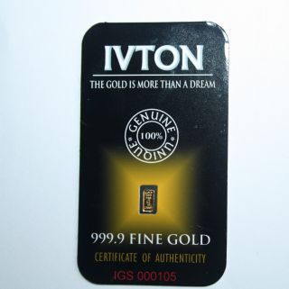 1 Grain 24k 999 Pure Fine Gold Bullions Bar,  Guld,  Ingot Rare Not 1 Gram, photo