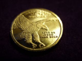 Lady Liberty Gold 1/10th Ounce Round -.  9999 Pure photo