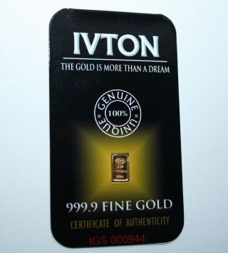 5 Grain 24k 999 Pure Fine Gold Bullions Bar Lingote De Oro Very Rare Not 5 Gram photo