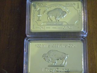 Gold Bar 1 Ounce ' American Buffalo ' 100 Mills.  999 24k 1 Oz Fine Bullion photo