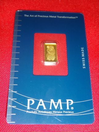 1 Gram Gold Bar Pamp Suisse Lady Fortuna (in Assay).  9999 Fine photo