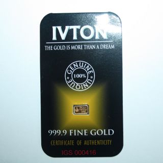 Masonic 2.  5 Grain 24k 999 Pure Fine Gold Bullions Bar With Not 2.  5 Gram photo