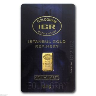 1/2 Gram Gold Bar - Istanbul Gold Refinery In Assay Packaging photo