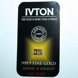 Masonic 5 Grain 24k 999 Fine Gold Bullions Bar A Cunha De Ouro Not 5 Gram photo