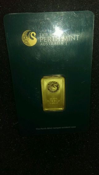 10 Gram.  9999 24k Perth Gold Bar - In Assay Card - photo