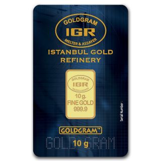 10 Gram Gold Istanbul Gold Refinery Bar - In Assay - Sku 61575 photo
