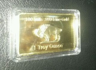 Gold Bar ' American Buffalo ' 100 Mills 24k.  999 Gold - 1 Troy Ounce photo