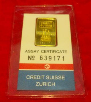 2.  5 Grams Fine Gold - Credit Suisse - With Assay Crt.  639171 photo