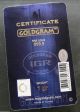 1 Gram Gold Igr Goldgram.  9999 Pure Bar Ingot With Serial On Card Gold photo 1