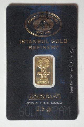 2.  5 Gram Gold Bar Istanbul Gold Refinery 999.  9 Pure In photo