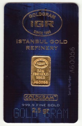 2.  5 Gram Istanbul Gold Refinery Bar.  9999 Fine photo