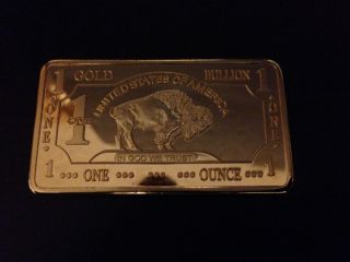 Gold Bar 1 Ounce ' American Buffalo ' 100 Mills.  999 24k 1 Oz Fine Bullion photo
