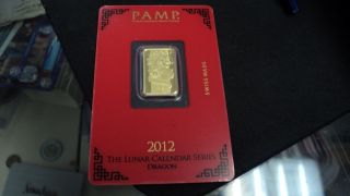 5 Gram Pamp Suisse Year Of The Dragon Gold Bar (in Assay) photo