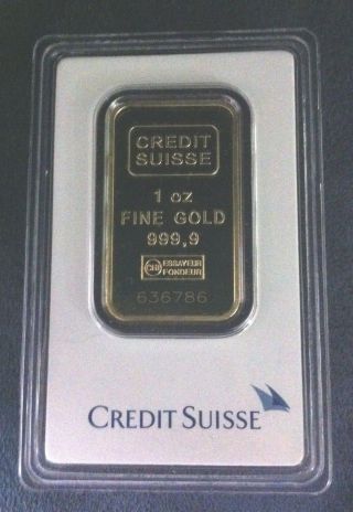 Credit Suisse 1oz 999,  9 Fine Gold Bar W/ Assay Certificate photo