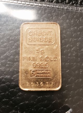 Credit Suisse 5 Grams 24kt Gold Bullion photo