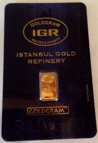 Istanbul Gold Refinery Bar (1 Gram) 9999 Fine (in Assay) photo