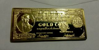 1 Oz.  $100 Gold Benton Bar.  999 Pure Gold Over.  999 Copper Mirror Finish photo