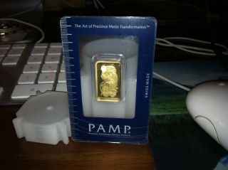 Pamp Suisse 10 Gram Gold Bar.  9999 Fine Assay Card photo