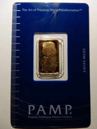 5gm Pure Gold 5 Grams Pure.  9999 Fortuna On Pamp Suisse Bar photo