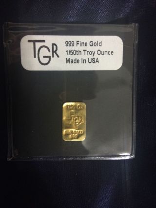 Gold 1/50 Th Troy Ounce Oz 24k Pure Solid Premium Bullion Bar 999.  9 Fine Ingot photo