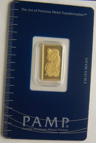 2.  5 Gram Fortuna Pamp Suisse 24k Gold Bar.  9999 058145 photo