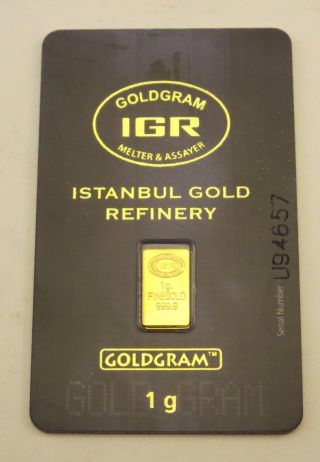 1 Gram Gold Bar - - - Istanbul Gold Refinery - - -.  999 Fine Gold Bar 006 photo