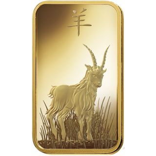 5 Gram Pure 9999 Gold Year Of The Goat Pamp Suisse Bar $258.  88 photo