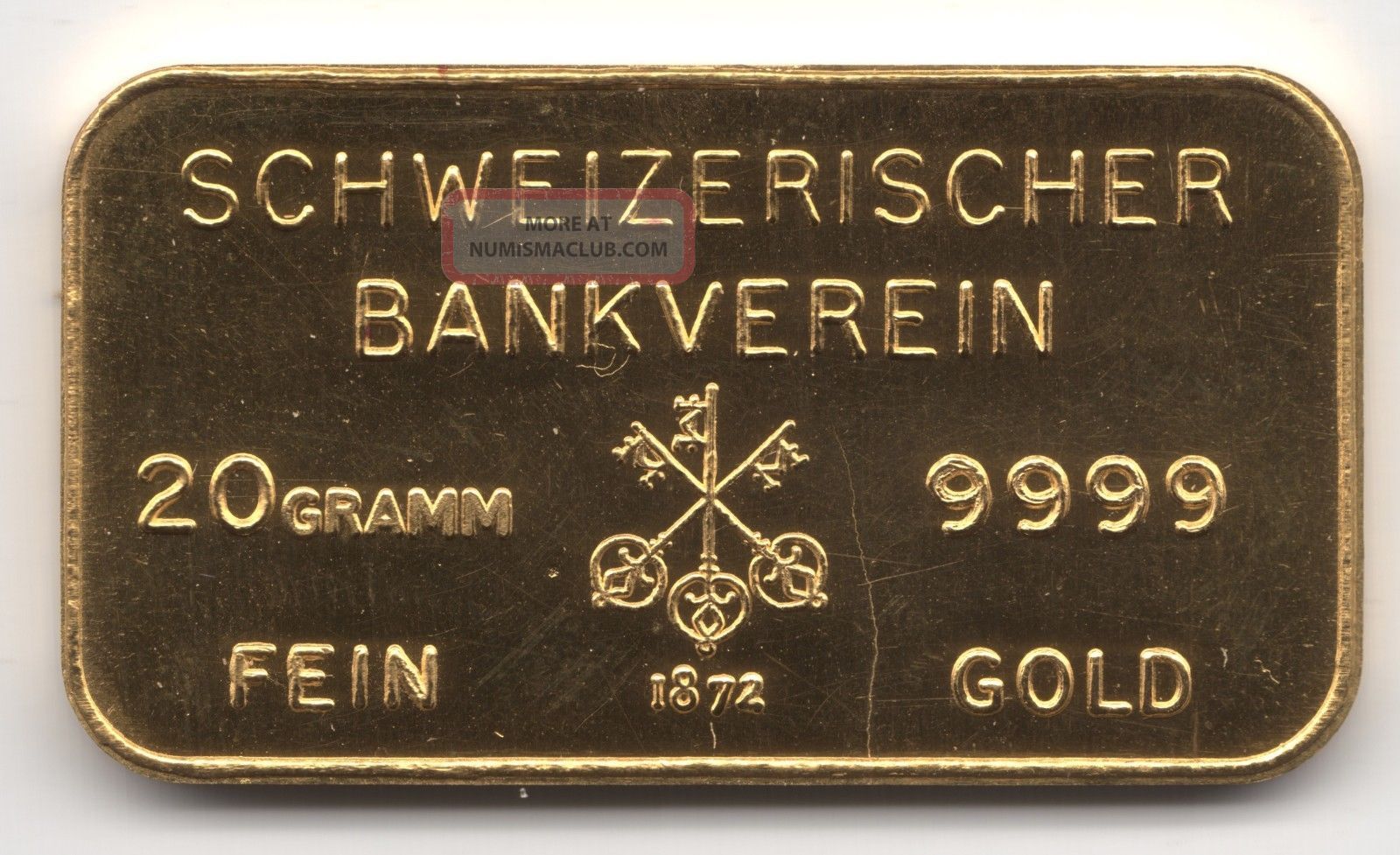 Vintage Johnson Matthey Schweizerischer Bankverein 20 Gram.  9999 Gold Bar - Rare Gold photo