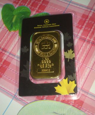1 Oz Royal Canadian Gold Bar.  9999 Fine In The Box photo