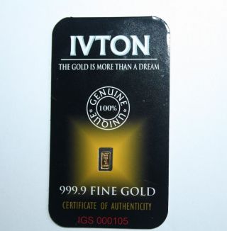 1 Grain 24k,  999 Pure Fine Gold Bullions Bar Gull,  Ingot With Not 1 Gram. photo