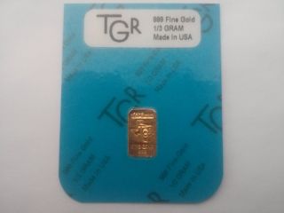 1/3 Gram Tgr Premium Bullion Bar 999.  9 24k Fine Certified photo
