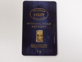 1 Gram Gold Ingot Goldgram.  999 W/ Serial Number (b) photo